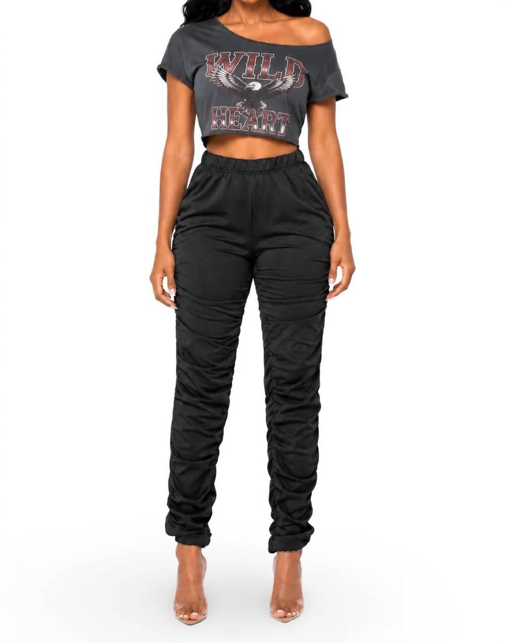 NEW LABIJOU most hated - stack stretch high waist joggers in black